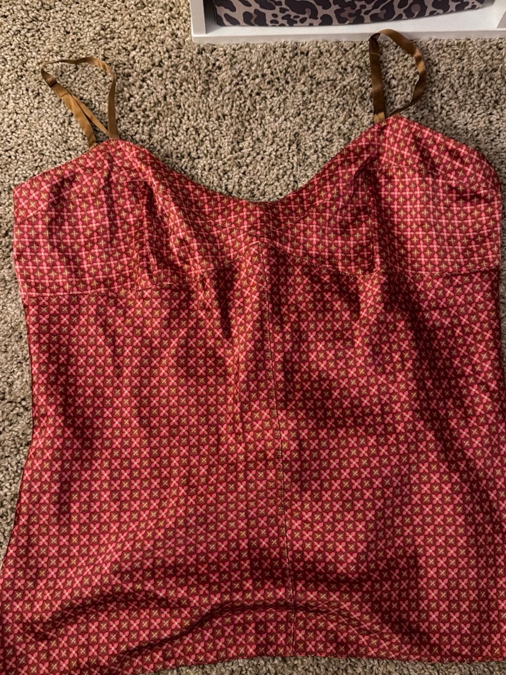 Express Red Printed Cami with Brown Straps